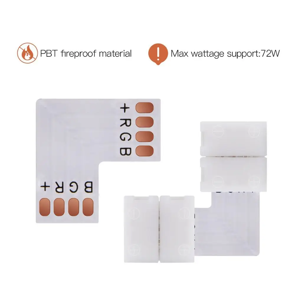 10 мм 4 Pin-код L Форма светодиодный Rgb Разъем для подключения угловая под прямым