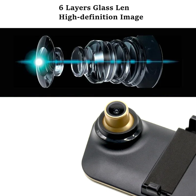 Автомобильный видеорегистратор с двумя объективами зеркало заднего вида