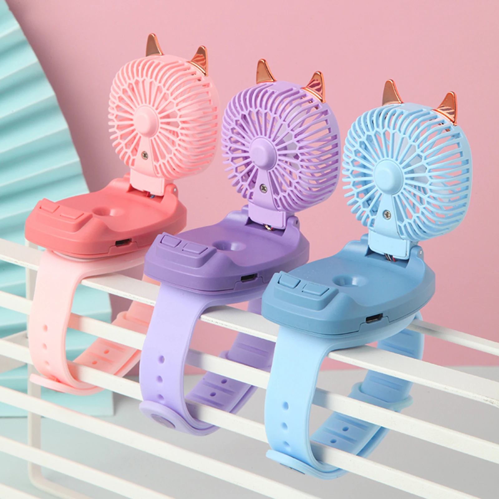 

Portable Mini Watch Fan Handheld Silent Third Gear Speed Electric Personal Watch Cooling Fans for Travel Children girl USB