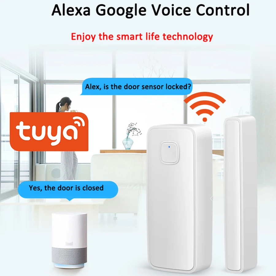 Sgooway Tuya Wi Fi датчик окна двери детектор сигнализации умный жизнь совместим с Alexa