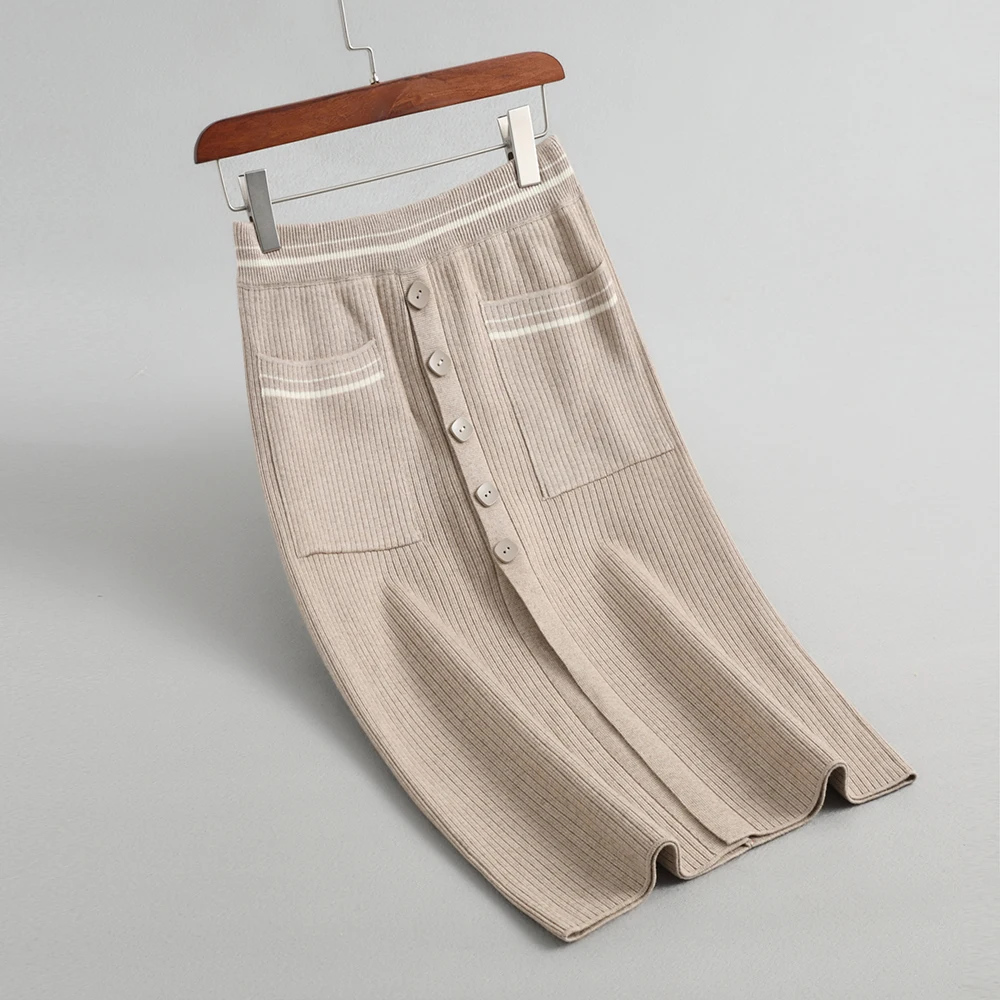 2019 Высокая талия шерстяная вязаная женская зимняя облегающая мини юбка стрейч