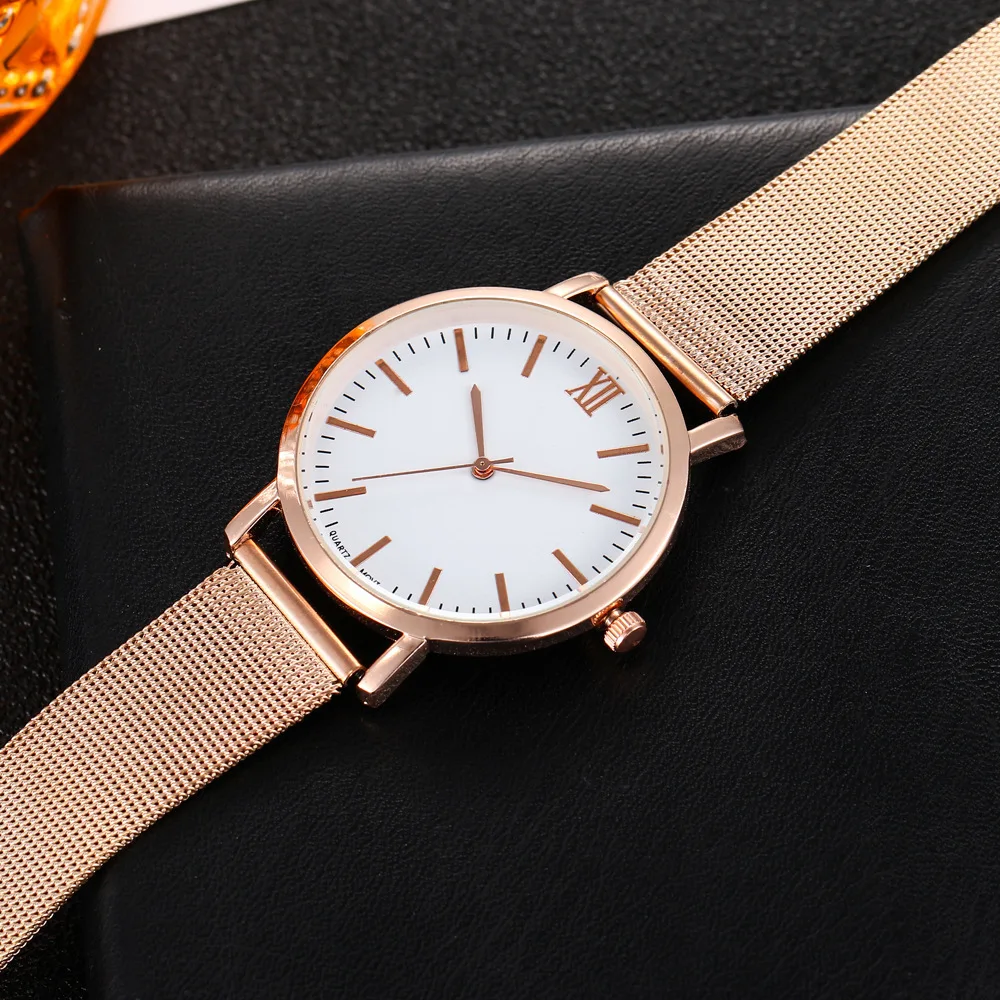 

2021 Popular Watch Simple Three-Pin Steel Wire Mesh Belt Watch Women's Logo-Free Quartz Watch in Stock women watch