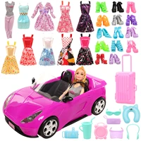 fashion handmade 31 items lot 1 doll 10 dolls clothes 10 doll shoes 8 living accessories colors trunk toy car for barbie game