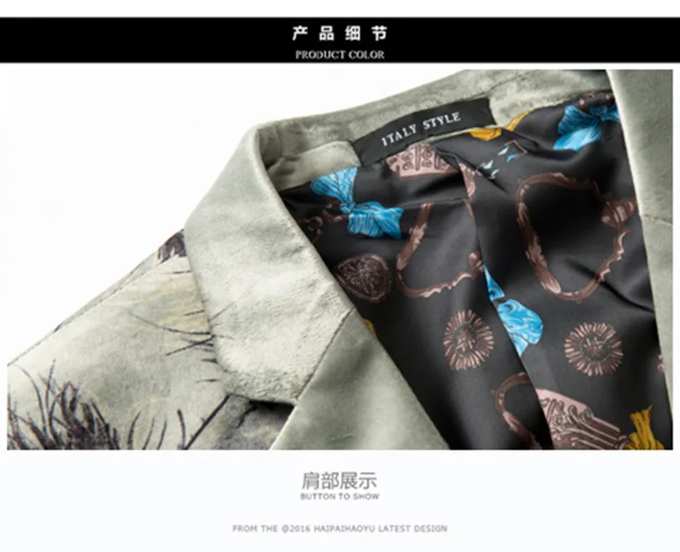 Повседневная одежда мужской с животным принтом блейзер для мужчин Slim Fit Клубные наряды Vetement Homme Veste Mariage Lentejuela Hombre мужские