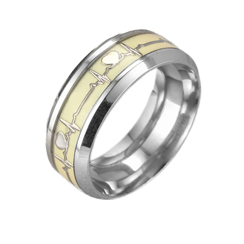 Style B Silver Классическое светящееся парное кольцо светится в темноте кольцо из нержавеющей стали Сердце Навсегда модное ювелирное изделие для девочки/мальчика подарок для друзей - Цвет основного камня: Style B Silver