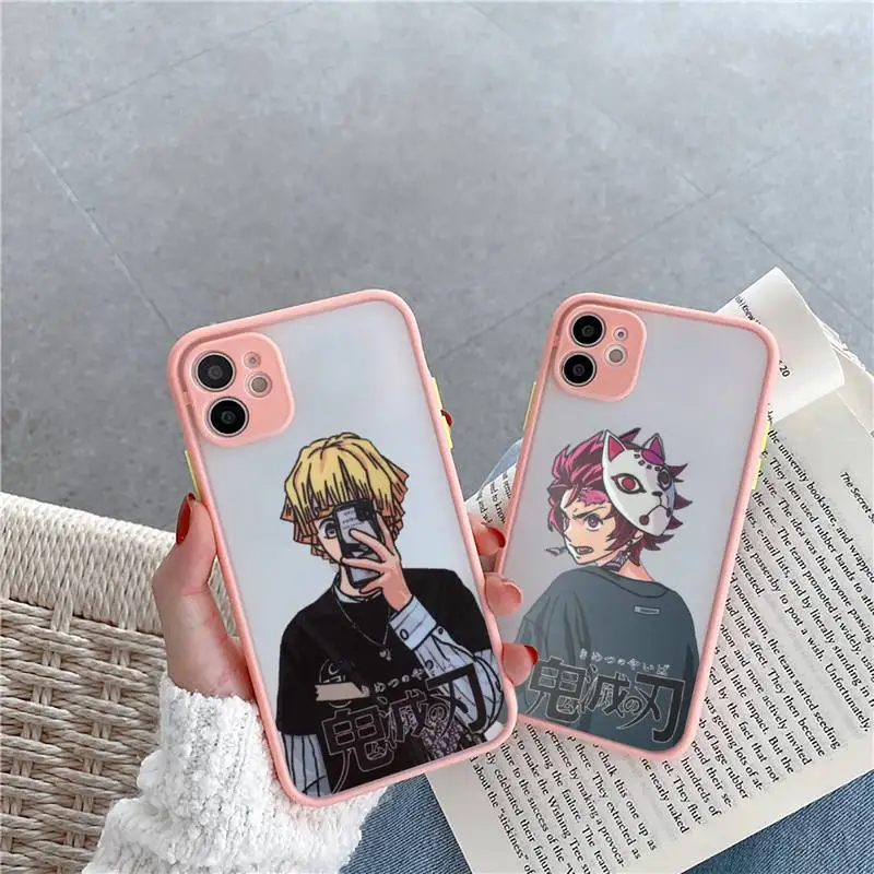 

Kimetsu No Yaiba Phone Case matte transparent For iphone 7 8 11 12 plus mini x xs xr pro max cover