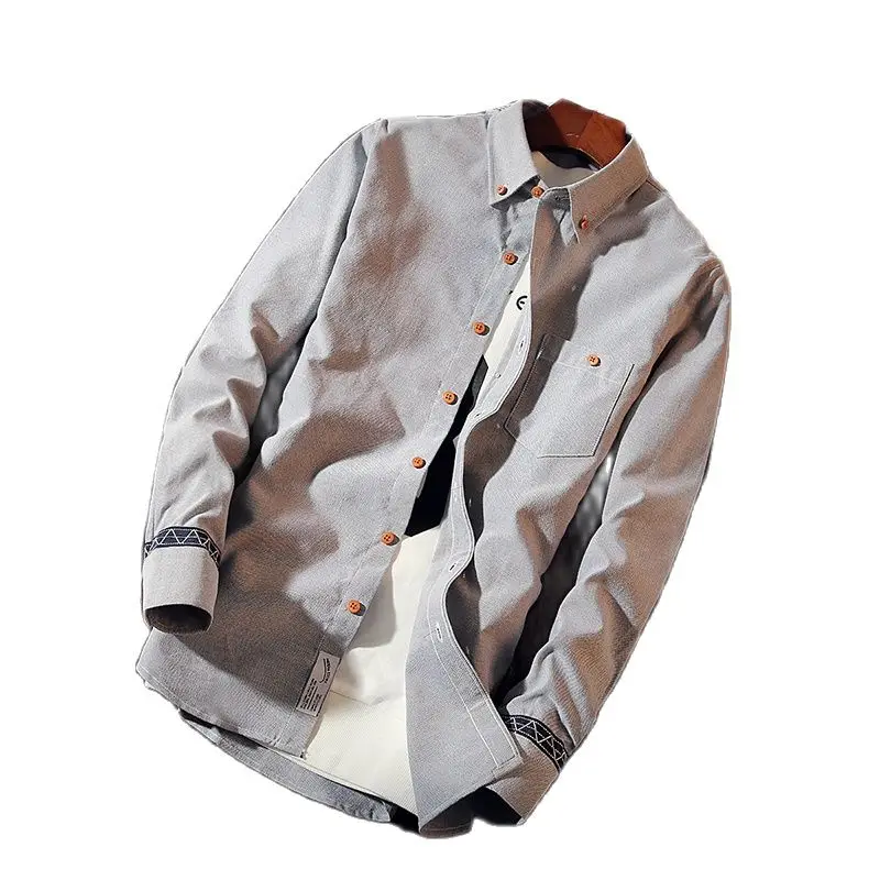 

Long-sleeved Men Shirt Large Size S-5XL White Gray Blue Business Casual Top Slim design Camisa