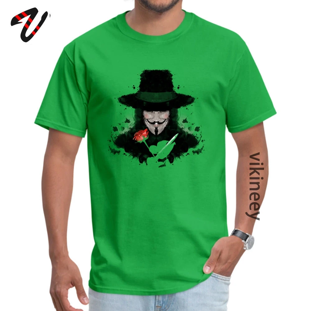 V for Vendetta T-Shirt Godfather Anonymous Men's Cool Tshirt Casual Short Sleeve 100% Cotton Fabric Men High Quality | Мужская