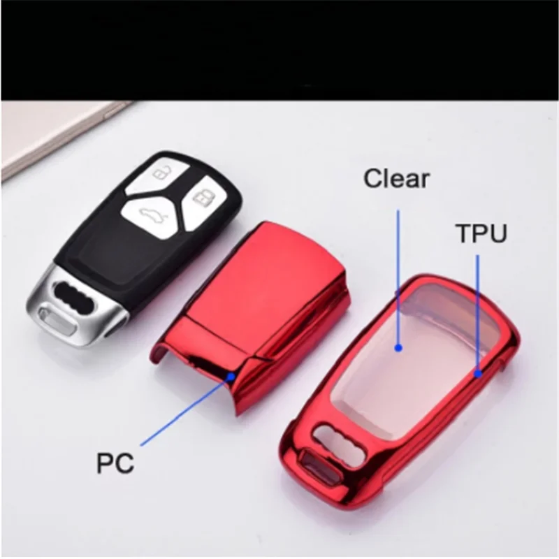 

TPU Car Key Case Cover Full Shell For AUDI A4 B9 Q5 Q7 TT TTS 8S 2016 2017 car smart Remote Key Holder Protector Case Keychain