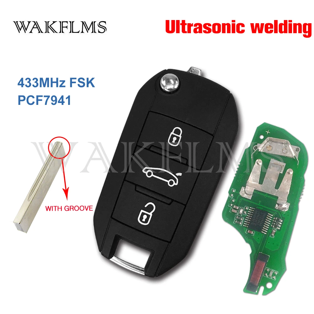 3 кнопки 433 МГц PCF7941 ID46 HU83 дистанционный ключ для Peugeot 508 208 2008 201 408 HELLA 5FA010 4008 20|Ключ