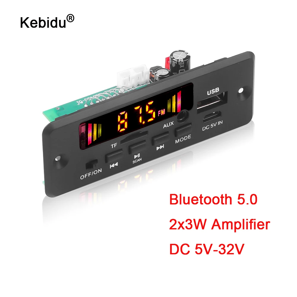 Mp3 плеер kebidu с громкой связью декодер плата 5 32 В Bluetooth 0 6 Вт усилитель