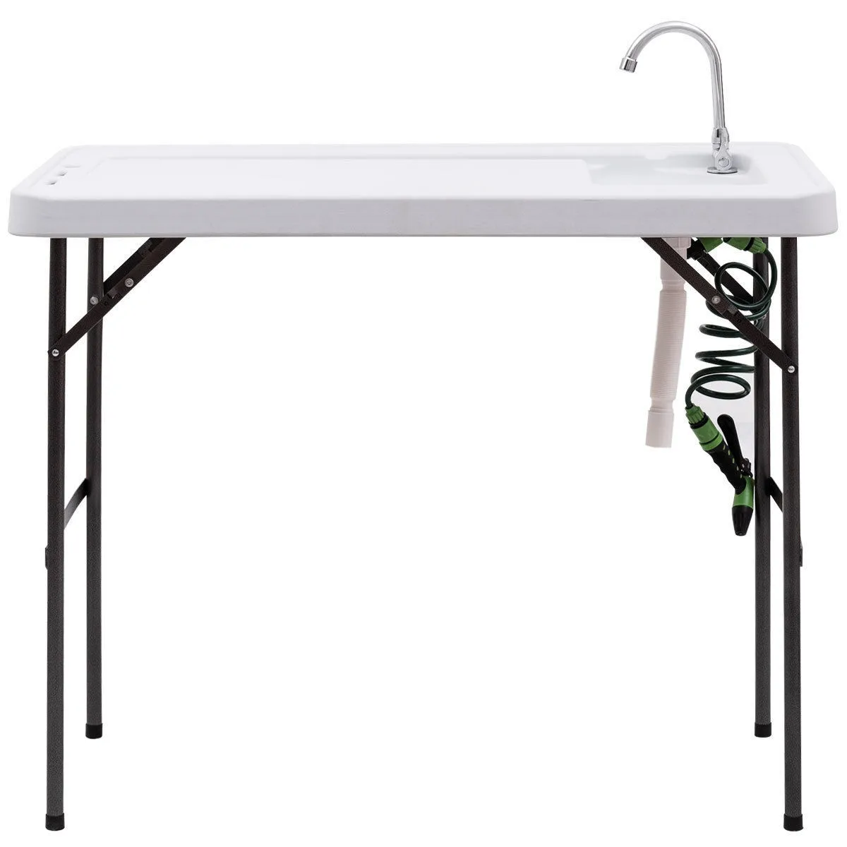 

GIANTEX Folding Cleaning Sink Faucet Cutting Camping Table w/ Sprayer HW66135