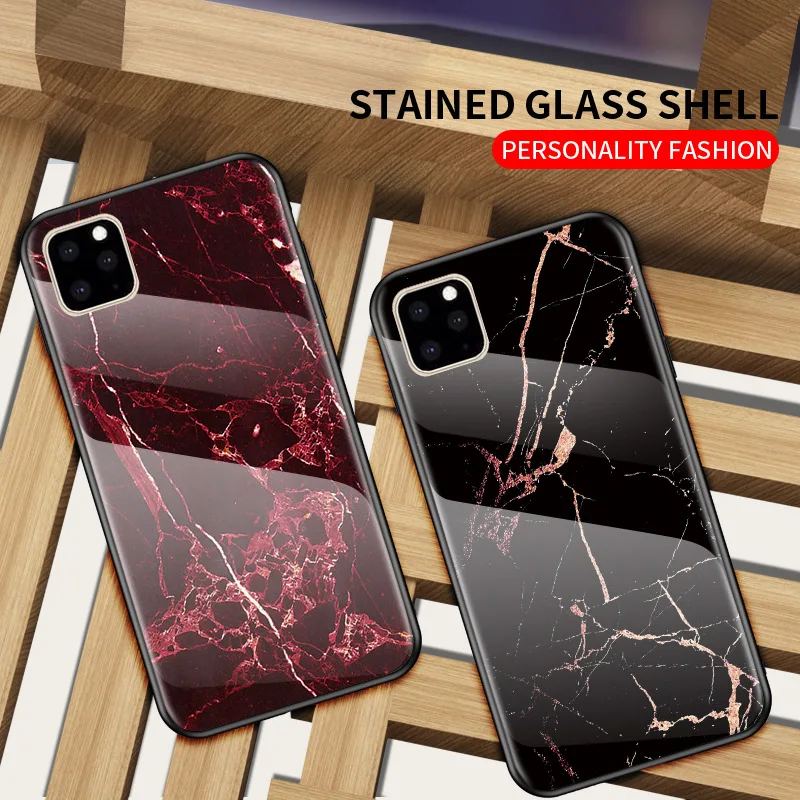 Жесткий мраморный чехол для телефона из закаленного стекла iPhone XR XS MAX X 10 6 6S 7 8 Plus 11