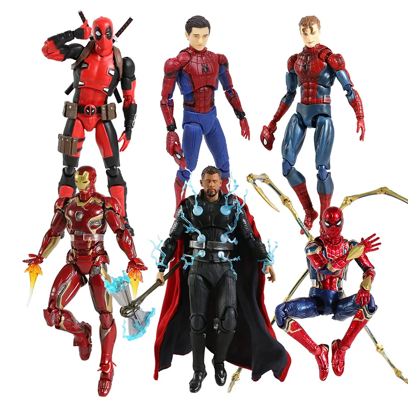 Marvel Mafex 075 047 Spiderman 104 Thor 082 Deadpool 081 Iron Spider 022 Iron Man Action Figure Toy Doll Gift