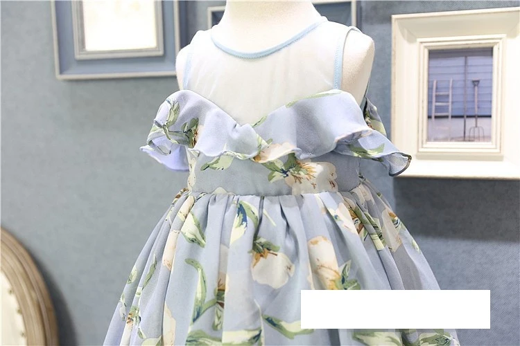 Платья с цветочным узором для девочек Летние шифоновые Детские платья Детская