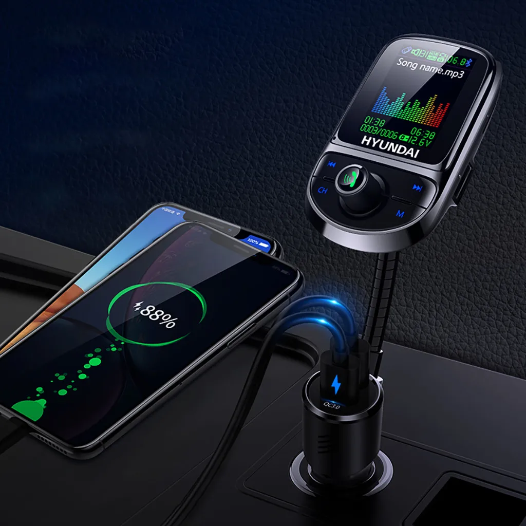 Автомобильный fm-передатчик Bluetooth MP3 музыкальный плеер аудио приемник двойной USB QC 3,0 зарядное устройство U дисковый считыватель 1,8 дюймов дисплей громкой связи