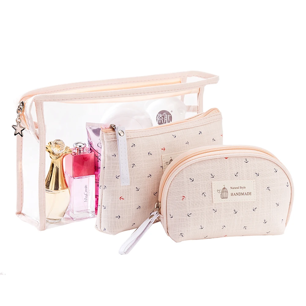 Модная прозрачная косметичка из ПВХ 3 шт. дорожный портативный органайзер для