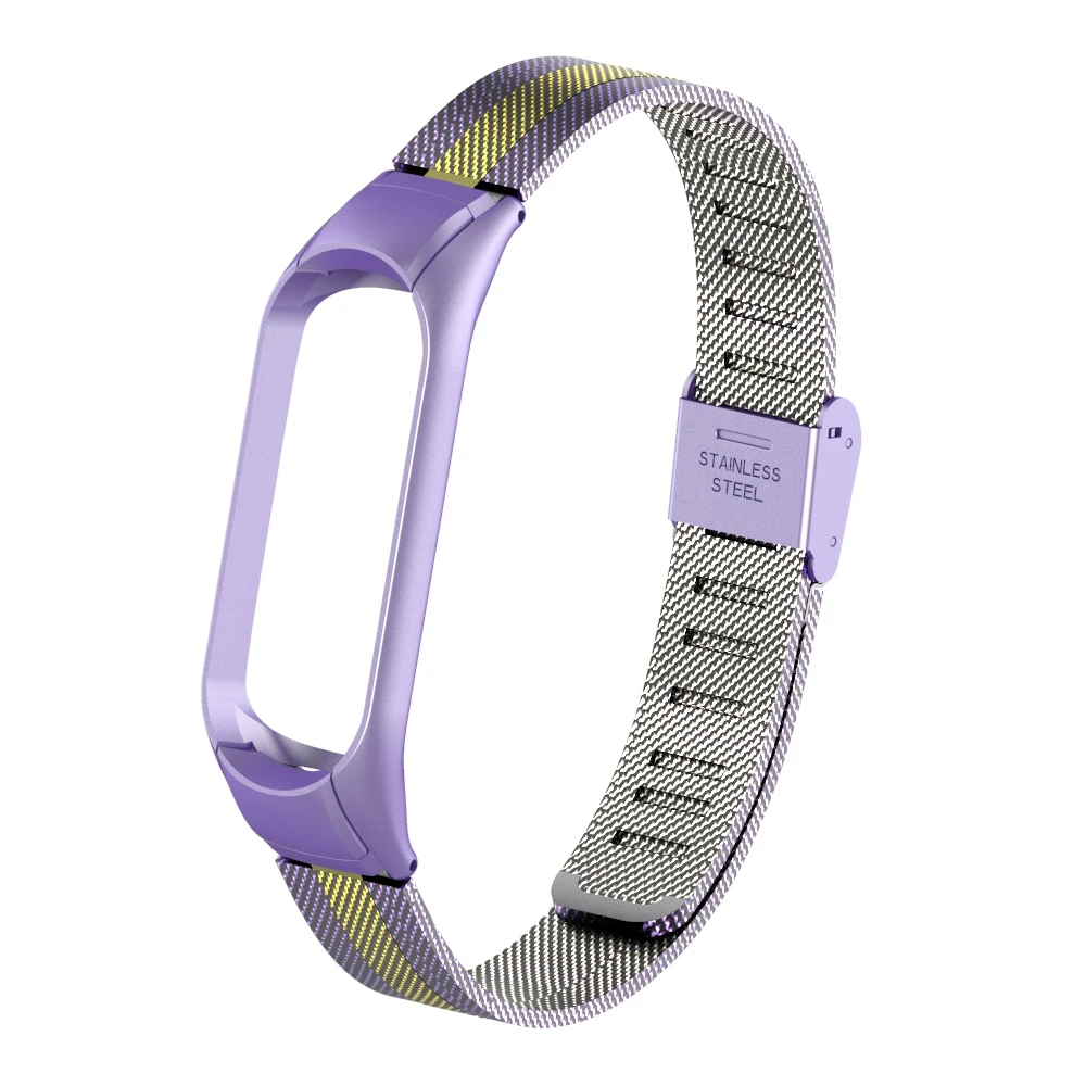 Purple Gold Металлический ремешок для Xiaomi Mi Band 3 Нержавеющая сталь браслет ремень Mi Band 3 Mi3 сменный ремешок; Смарт-часы Mi 3 - Цвет: Purple Gold