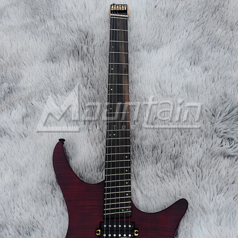 Горная безголовая гитара fanned fret 6 струнная электрогитара с корпусом из ольхи Пламя клен Топ ebony fret 5 шт. шеи