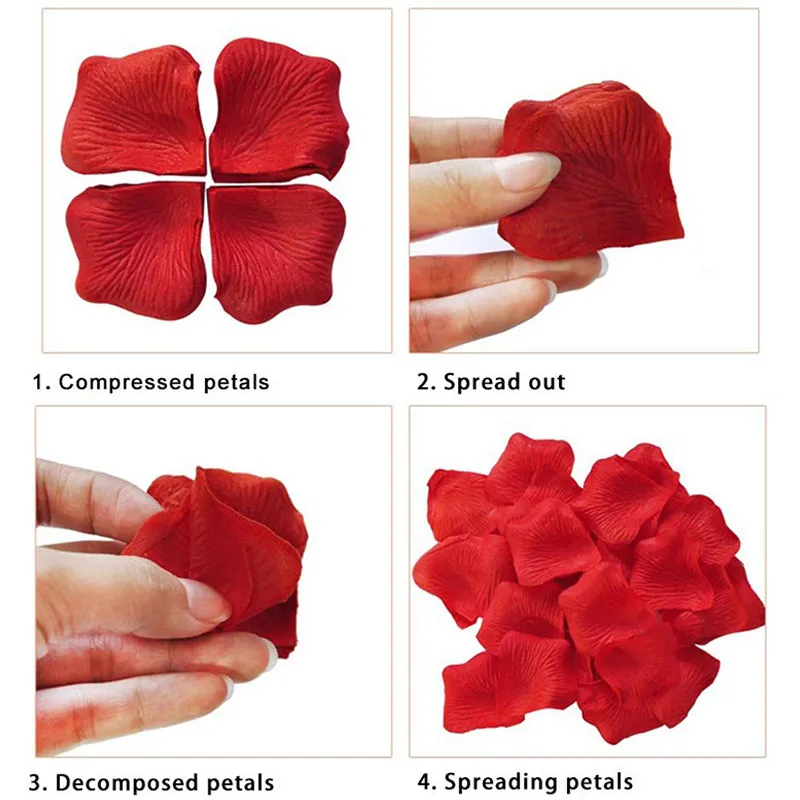 1000 шт Искусственные лепестки роз романтические цветные шелковые цветов для