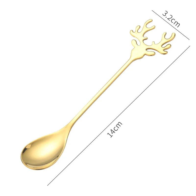 

Ice Cream Dessert Tea Spoon Stainless Steel Elk Coffee Spoon Christmas Gift Kitchen Accessories Tableware Decoration