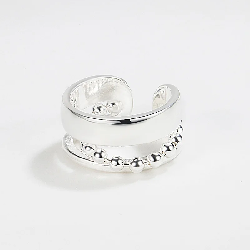 

Женское Двухслойное Открытое кольцо из серебра S925 пробы, в Корейском стиле, нишевое дизайнерское простое кольцо на указательный палец с хол...