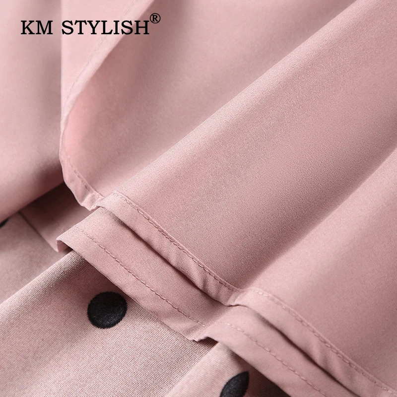 

Lace Patchwork Ruffles Sleeve Polka Dot Women Casual Dress Slim Waist Bow Neck Long-sleeve Dresses