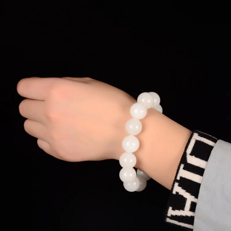 

Браслет из натурального золота, шелка, нефрита, ланолина, белого нефрита, для мужчин и женщин, мужской круглый браслет из бисера, нефритовый браслет