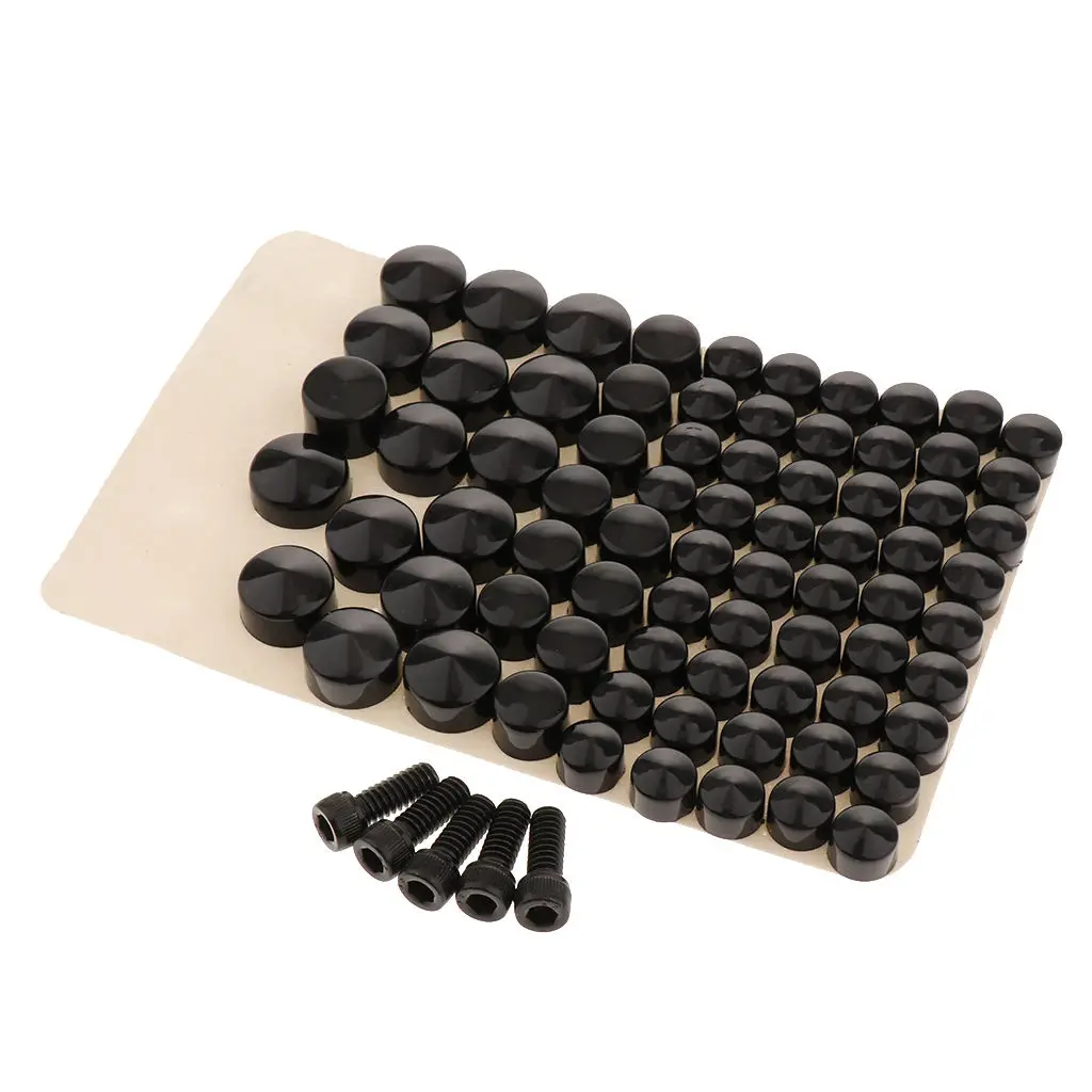 

80x Motorbike Black ABS Bolt Toppers Caps Covers kit for Harley FLT/FLH Motorcycles