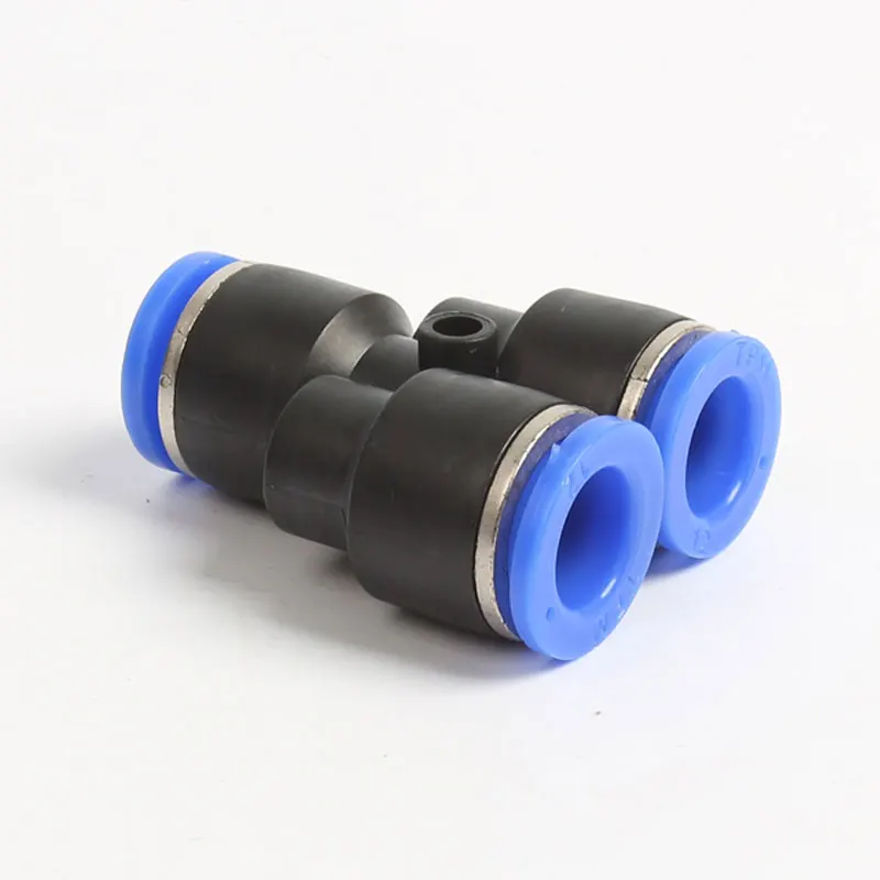 &quotY&quot Pneumatic Connector Tee Union Push In Fitting for Air Pipe joint OD 4 6 8 10 12MM Y Type Shape 1 to 2 Plug Adapter |