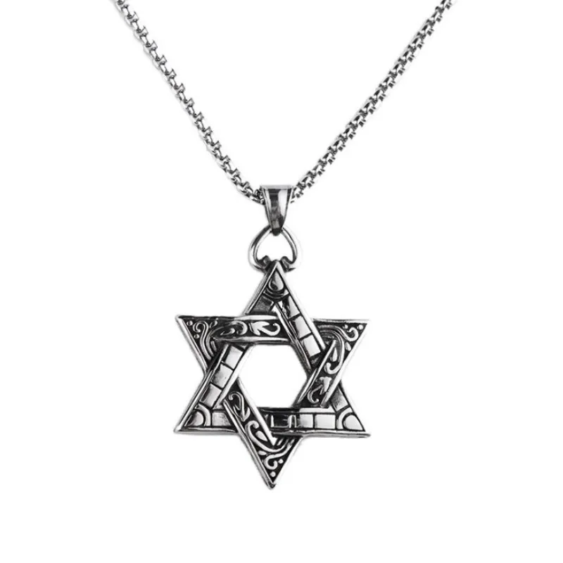 

Double-sided Six-pointed Star Pendant Fashion All-match Student Pendant Personalized Titanium Steel Men's Pendant Necklace