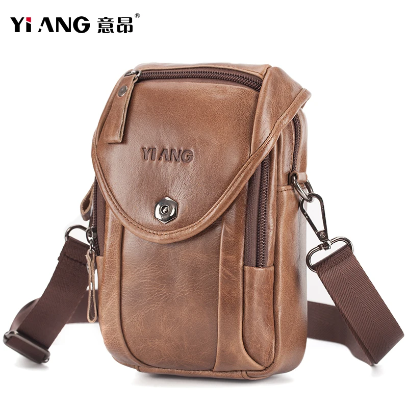 YIANG брендовая мужская маленькая сумка из яловой кожи Высококачественная