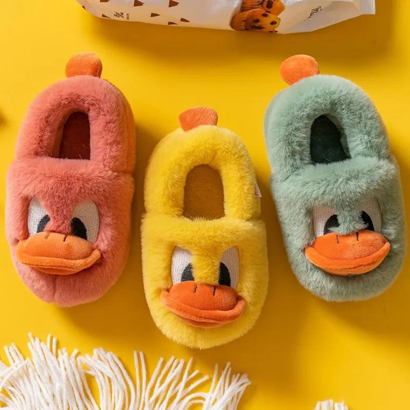 

lei qiu dong season cute cartoon web celebrity ins little duck boy baby slippers children cotton shoes of the girls