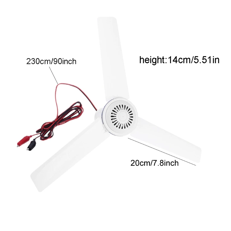 

12V Silent Ceiling Fan 19.6inch Camping Tent Hanging Fan for Outdoor Home Picnic