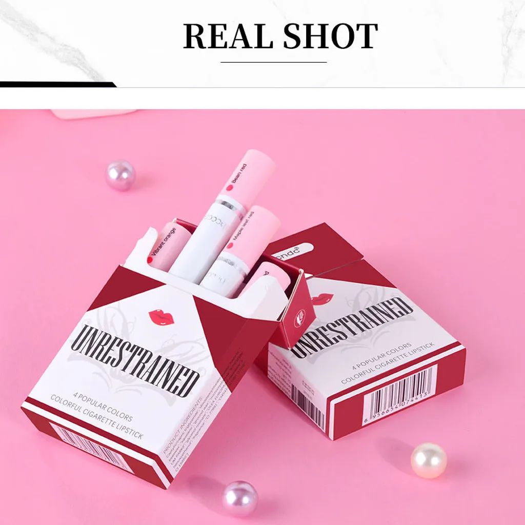 IBCCCNDC Matte Cigarette Lipstick Pack Set 4 Colors Lip Stick Long Lasting Waterproof Matt Lip Stick Tube Nude Red Lips Makeup