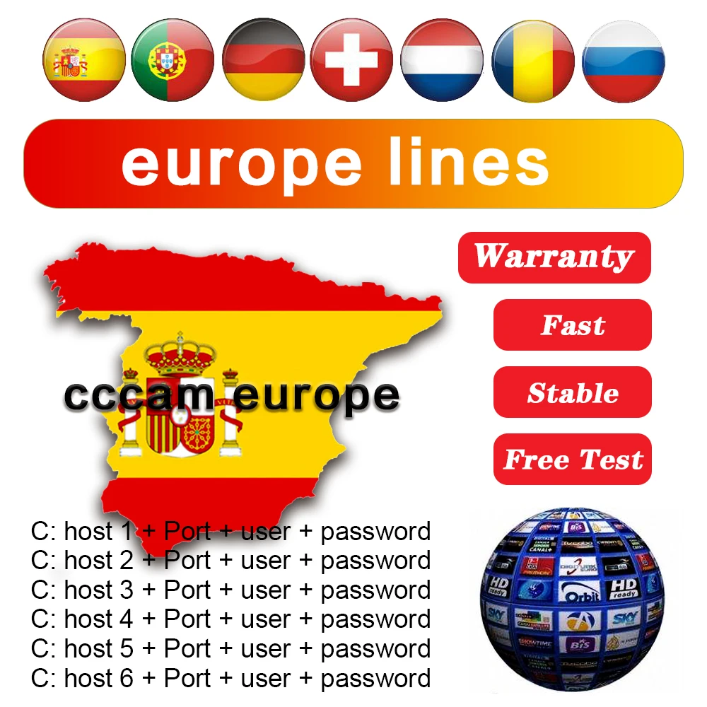 

Hot sale Spain stable cccam 3/6/7 lines for Europe support Portugal Germany Netherlands is compatible with speaker satellite TV