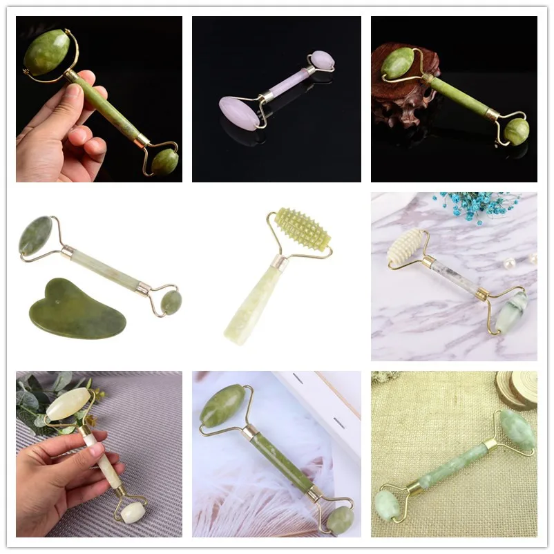 

Double Head face Massage Roller Jade Face Slimming Body Head Neck Nature Jade Roller Face Thin Massager