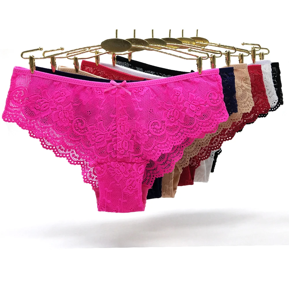 

12 Pieces Fashion Women Panties Ladies Lace Sexy Briefs Underwear Female See Through Lingerie Pantys Underpants Multicolor M-XXL