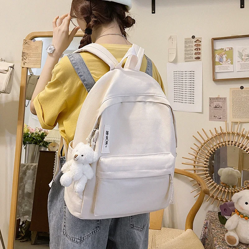 

Japanese element solid color women's backpack Fashion teenager girl outing with a shoulder backpack Schoolgirl schoolbag