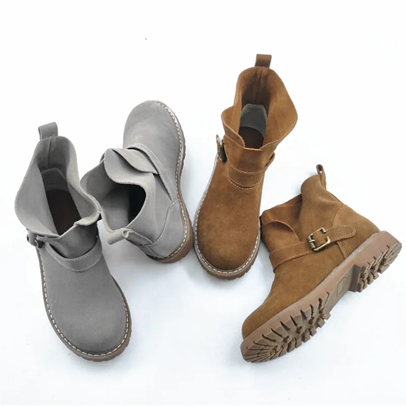 Careaymade-Японский новый стиль плоские и серые женские художественные Ретро ботинки