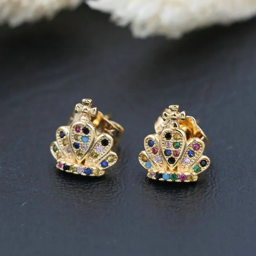 Earrings crown BPPCCR богемные блестящие хрустальные серьги от сглаза для женщин серьги золотистого цвета женские ювелирные изделия подарок Mujer Brinco - Окраска металла: Earrings crown