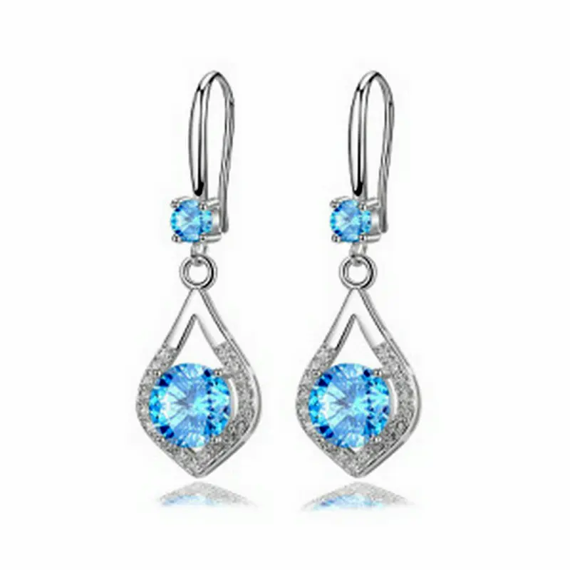 

2020 Ice River Real S925 Sterling Silver Women Charm Hook Earrings Fashion Female Water Drop Design Earring Dangle 1 Pair