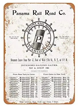 

Rustic Panama Rail Road Company Steamship Schedule Vintage Look Metal Sign