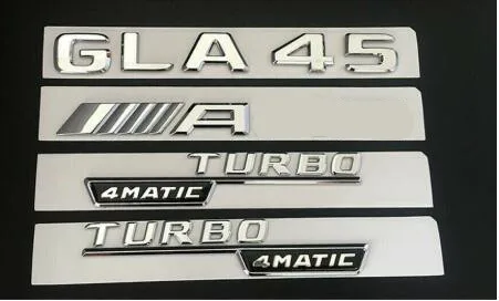 Хром GLA45 Для AMG TURBO 4matic Багажник крыло значки эмблемы для Mercedes|Эмблемы| |