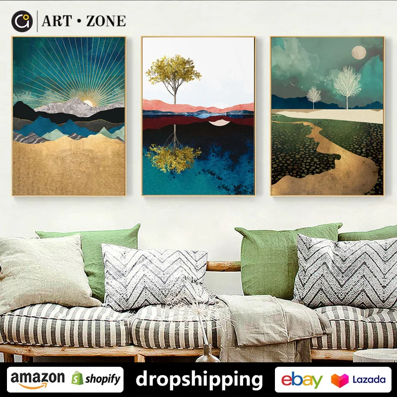 

ART ZONE Modern Pastoral Creativity Landscape prints Wall Art Canvas posters Artwork Bedroom living room Decor Mural Unframed