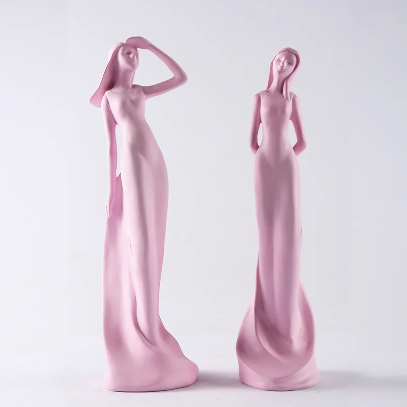 Creative Girl Character Sculpture Posture Ornaments Home Decoration Accessorie Handmade Resin Figurines Miniature Model Art Gift | Дом и сад