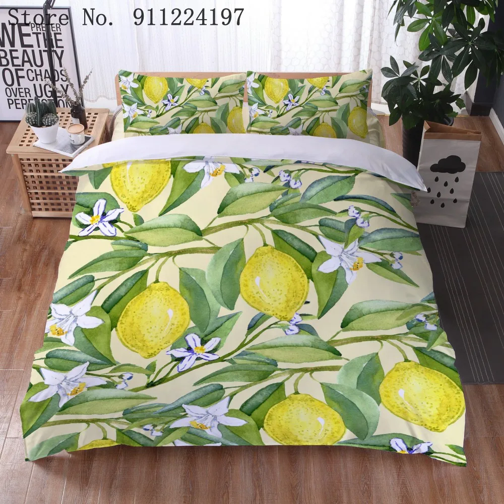 Комплект постельного белья с изображением ананаса дракона и фруктов