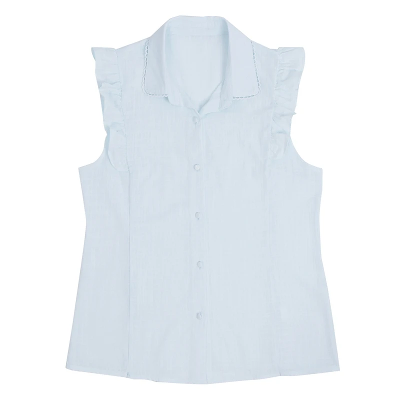 

Summer Ruffled Shirt Female Button Female Shirt Elegant Sleeveless Fashion Shirt