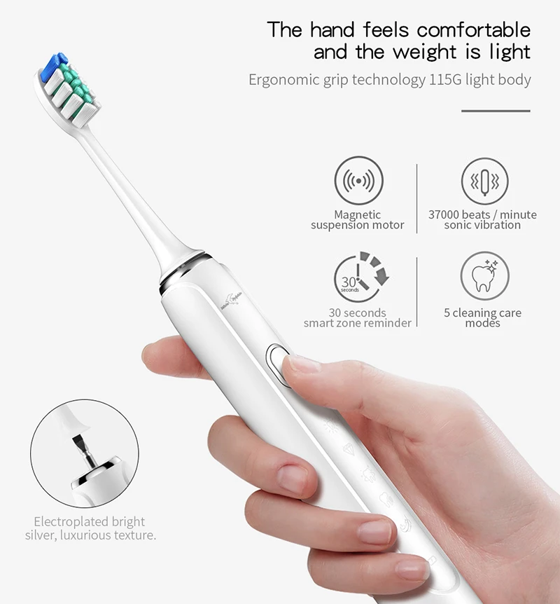 Electric Toothbrush With USB Rechargeable Tooth Brushes Ultrasonic Adult Waterproof  Teeth Brush | Бытовая техника