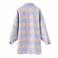 ladies coats and jackets winter leisure purple plaid loose wool tops women oversized coats chic tops women